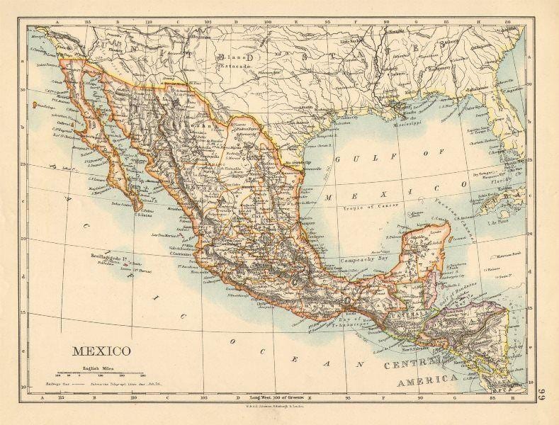 lumang mapa ng Mexico