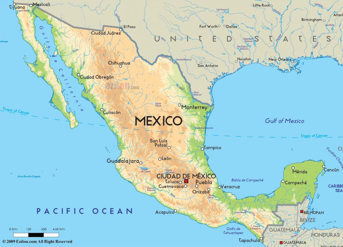 mapa ng Mexico at amerika