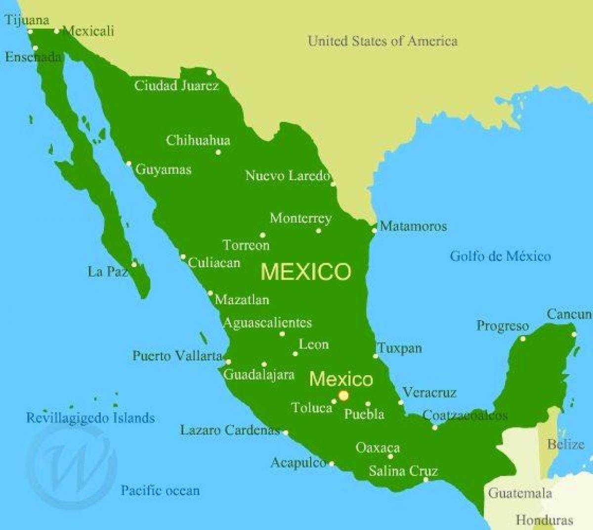 mapa ng kanlurang baybayin ng Mexico