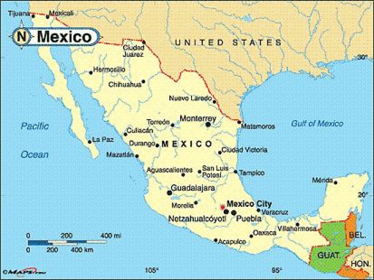 Mexico coastal mga lungsod mapa