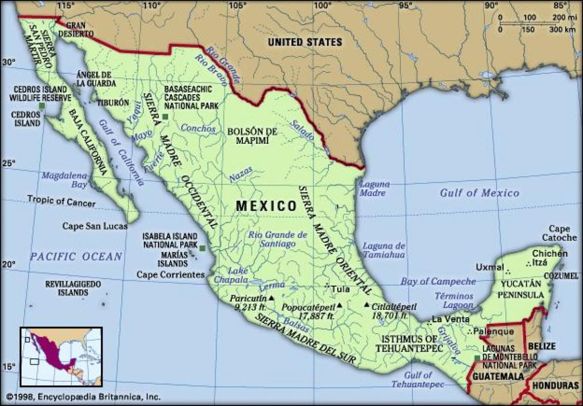 Mexico mapa para sa mga bata