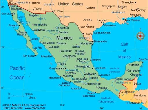 mapa ng mga resorts sa Mexico