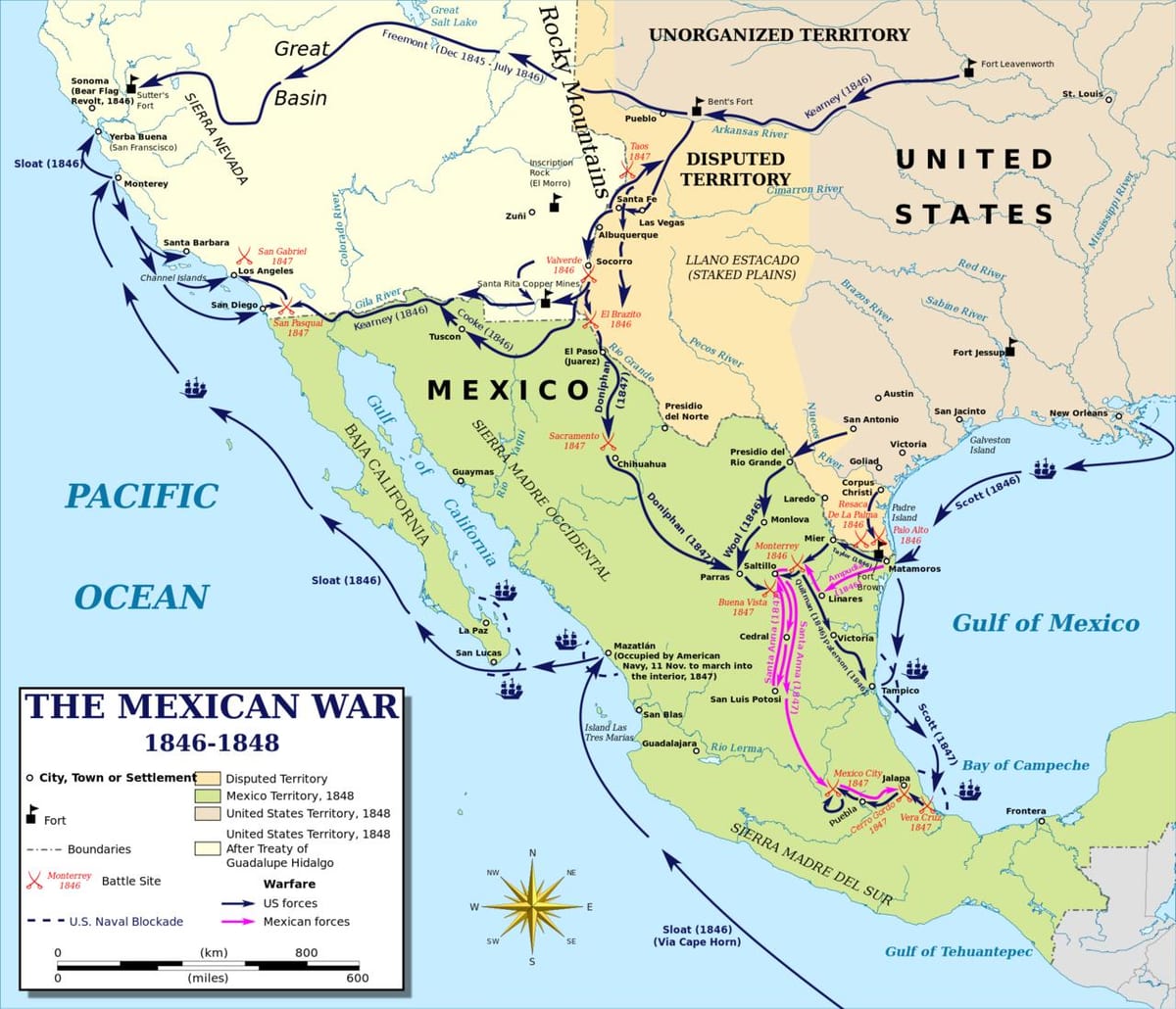mapa ng mexican digmaan mapa