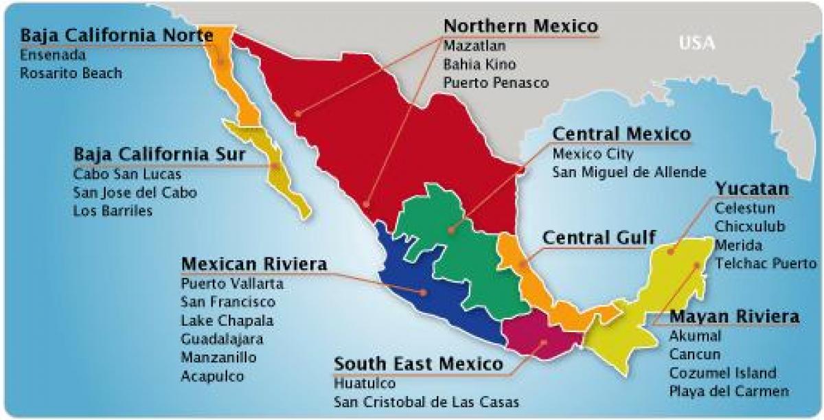 mapa ng mexican riviera