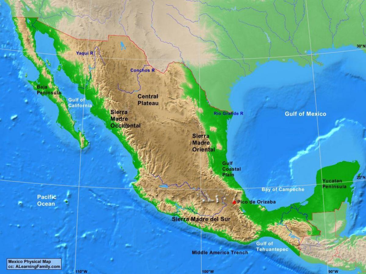 talampas ng Mexico map
