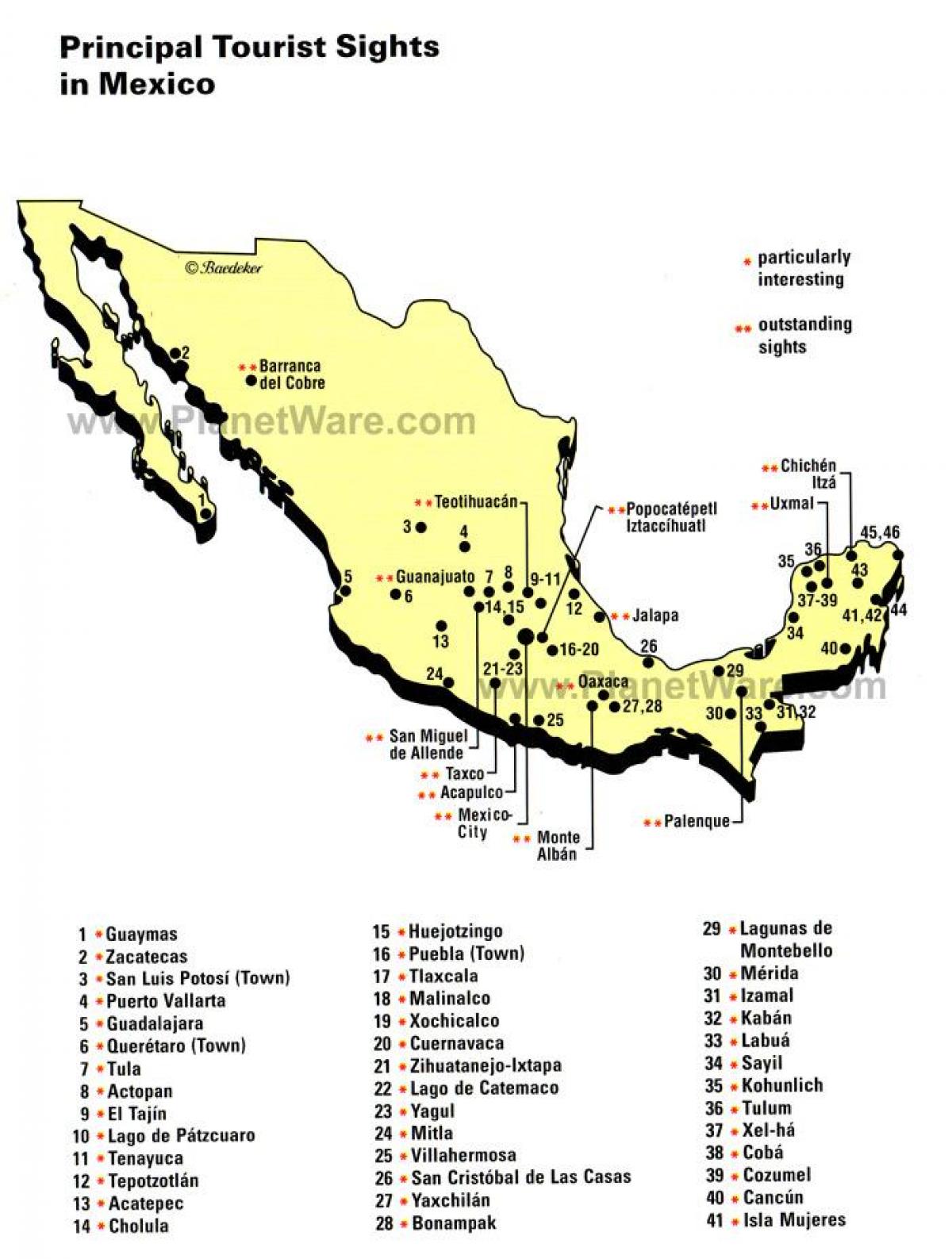 Mexico atraksyon mapa