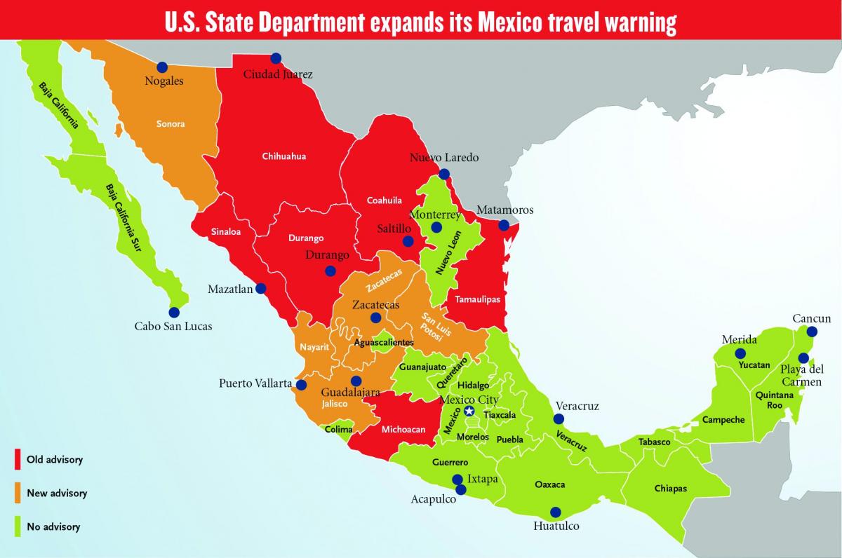 Mexico travel advisory mapa