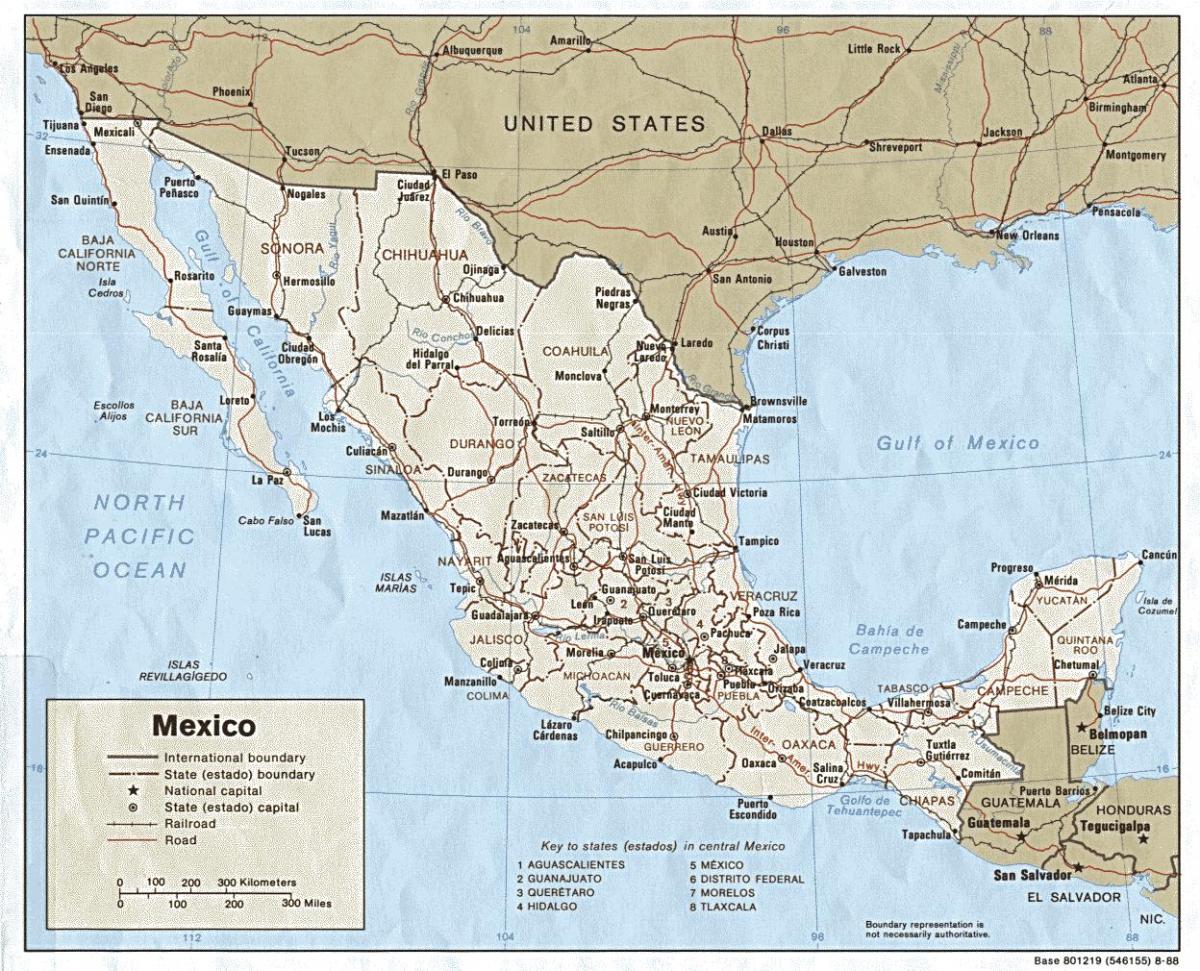mapa ng baybayin ng Mexico