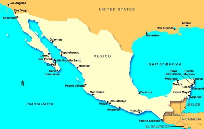 mapa ng Mexico cruise port