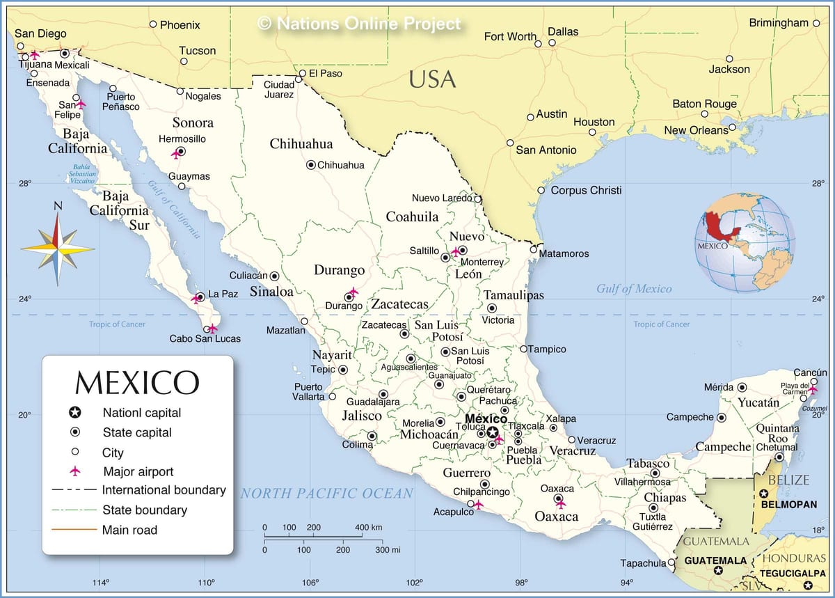 hangganan ng Mexico map