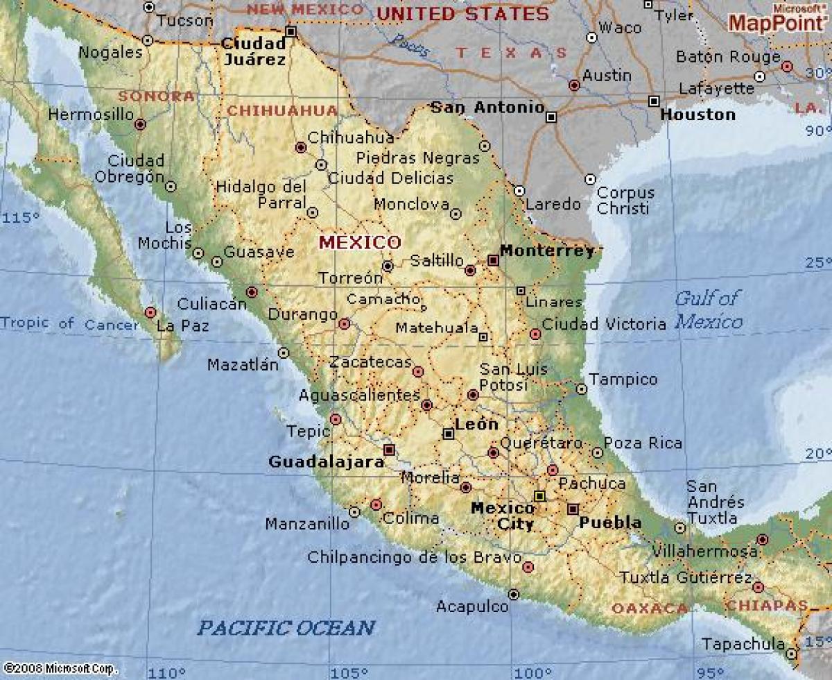 heograpiya ng Mexico map