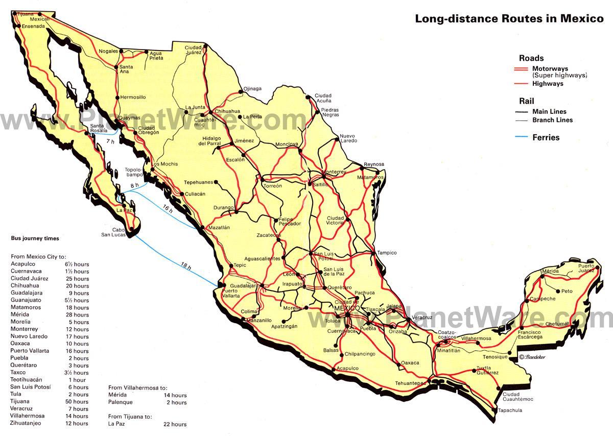 highway mapa ng Mexico