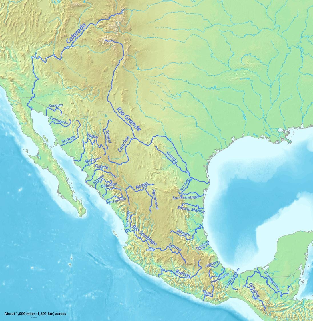 mapa ng Mexico ilog