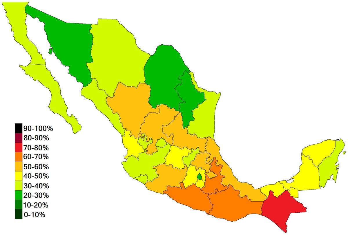 mapa ng Mexico kahirapan