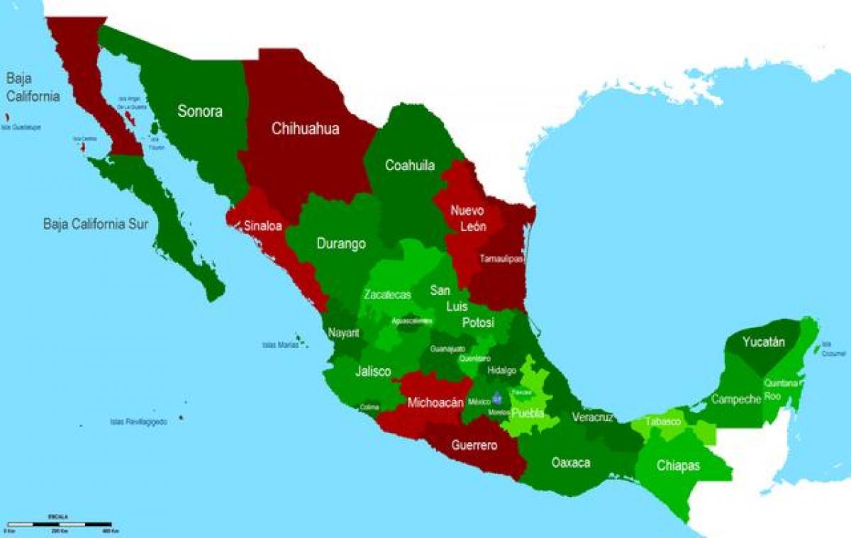 mapa ng Mexico kaligtasan