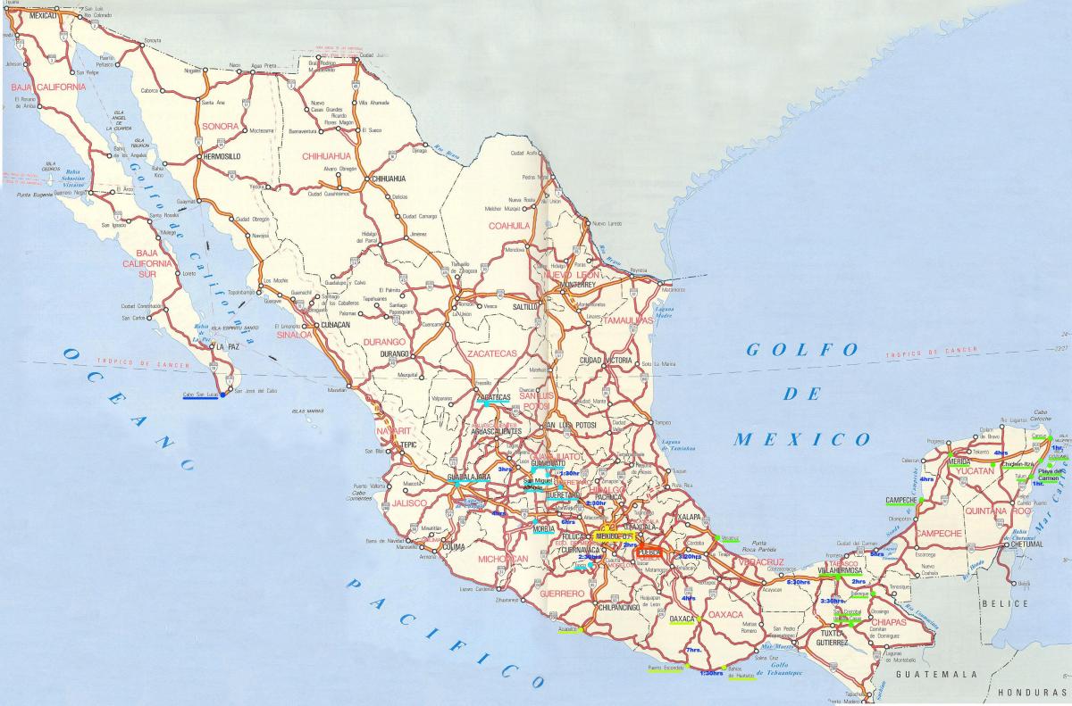 mapa ng Mexico kalsada