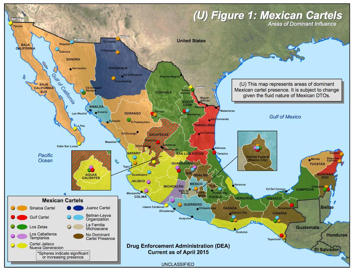 mexican na mga kartel mapa