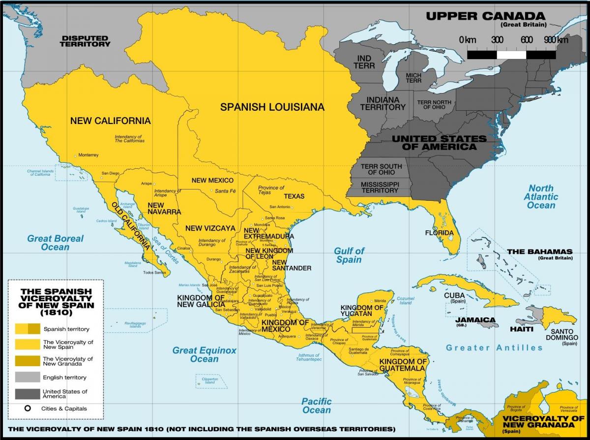 mapa ng Mexico noong 1800