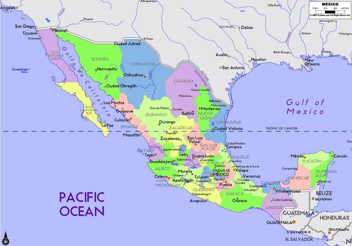 Mexico map na may capital