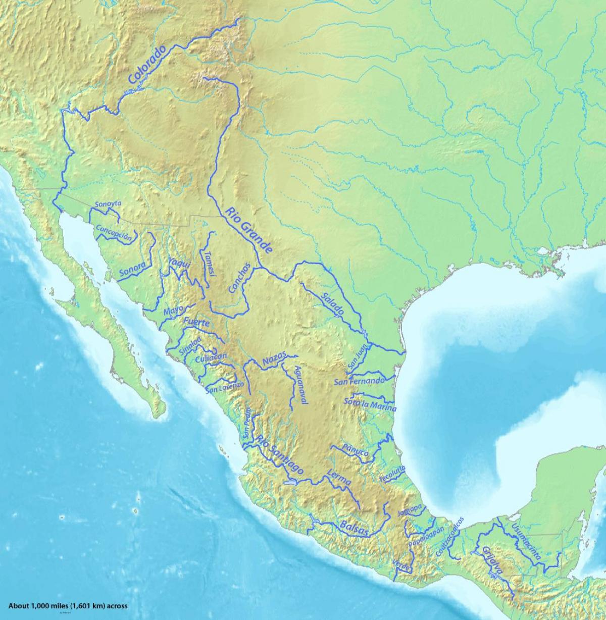 mapa ng ilog sa Mexico