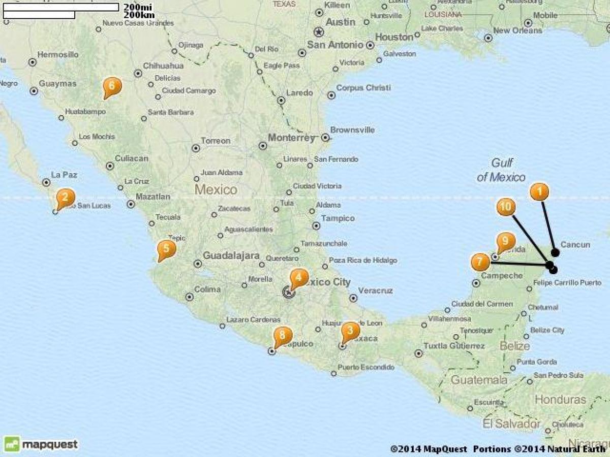 mapa ng vacation spot sa Mexico