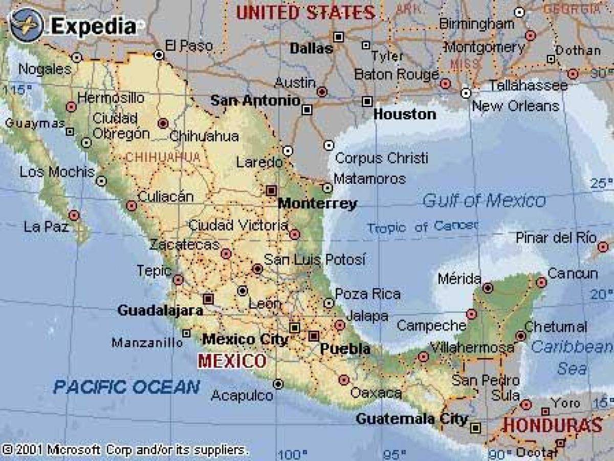 mapa ng Mexico mga lugar ng pagkasira