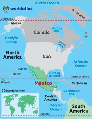 Mexico sa mapa ng mundo