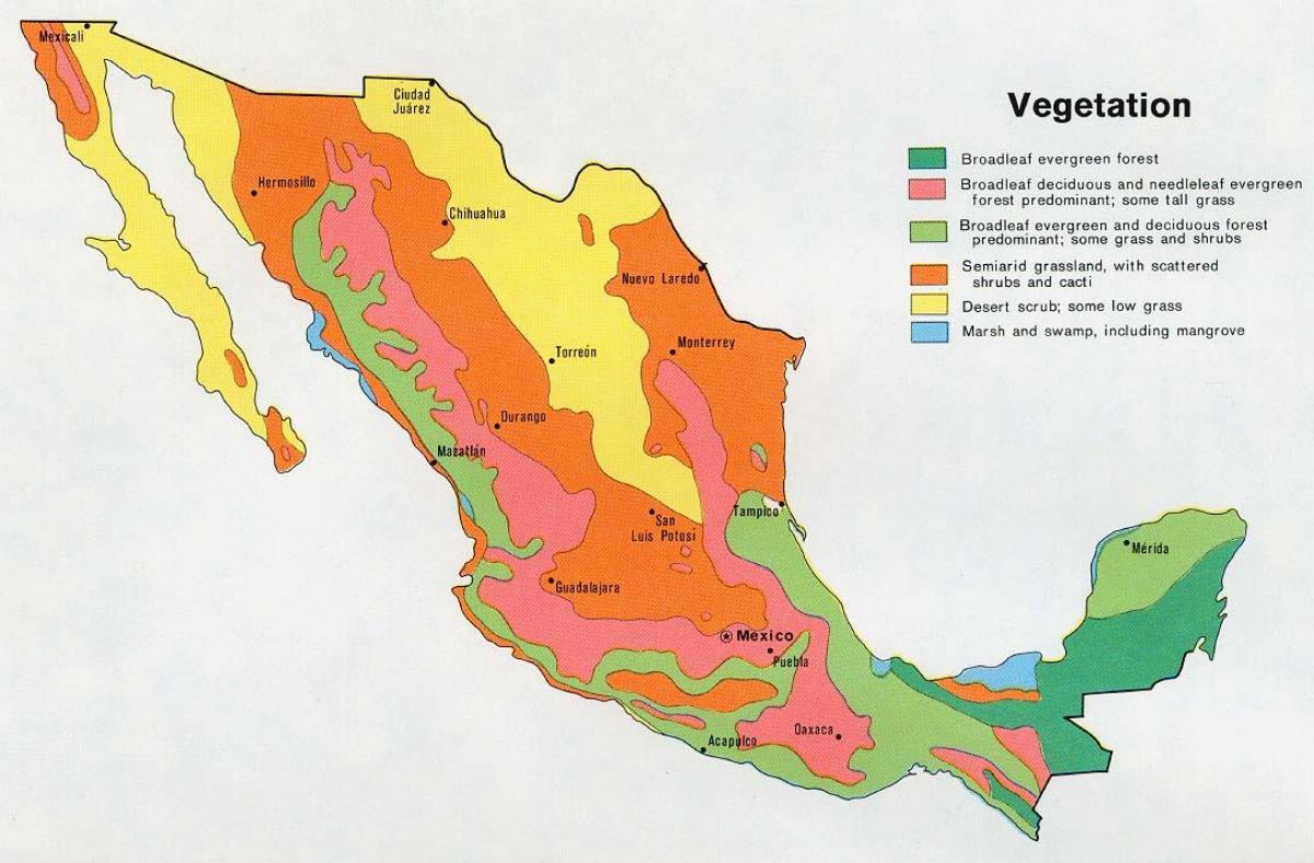 mapa ng Mexico natual ressources