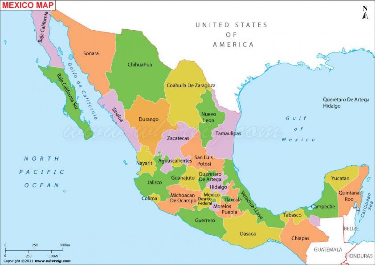 pampulitika mapa ng Mexico