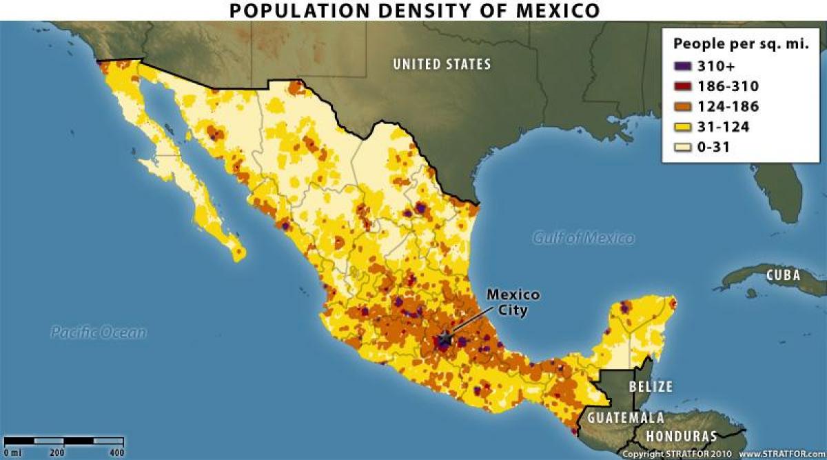 mapa ng Mexico pamamahagi ng populasyon