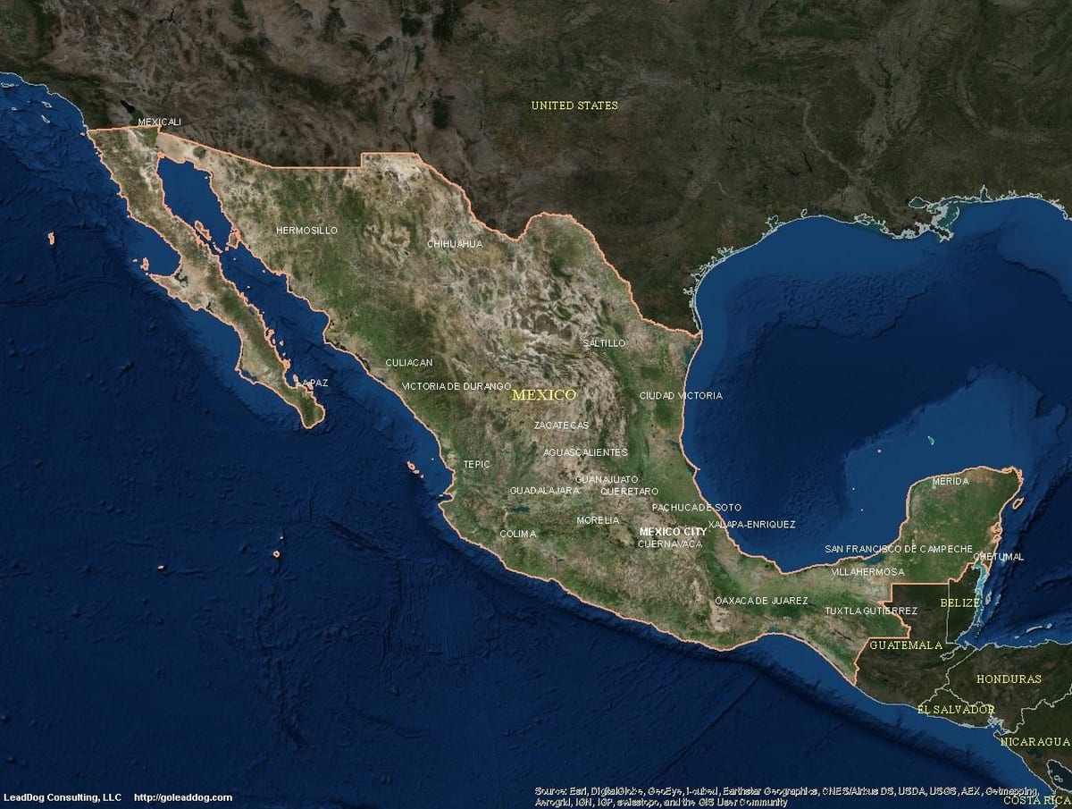 satellite mapa ng Mexico