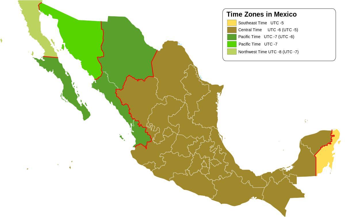 time zone mapa ng Mexico