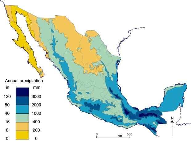 mapa ng Mexico na pag-ulan