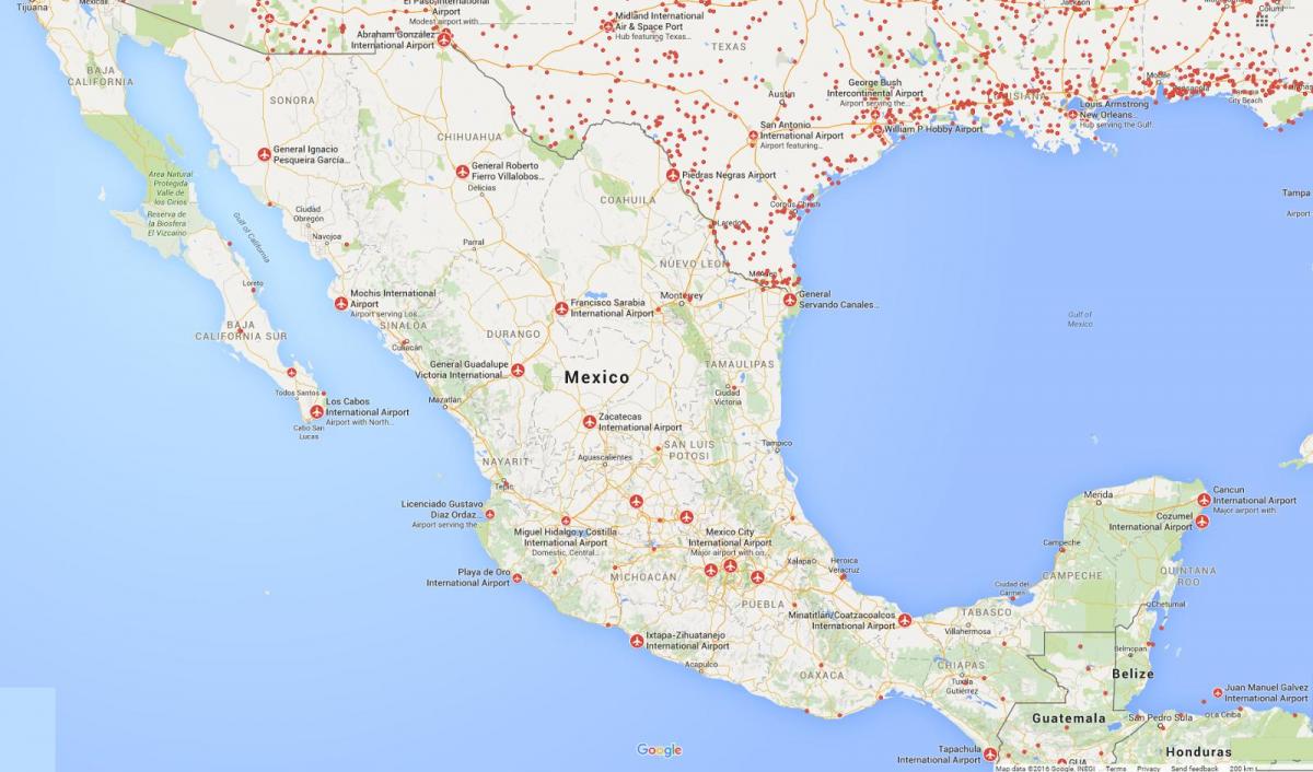 mga paliparan sa Mexico map