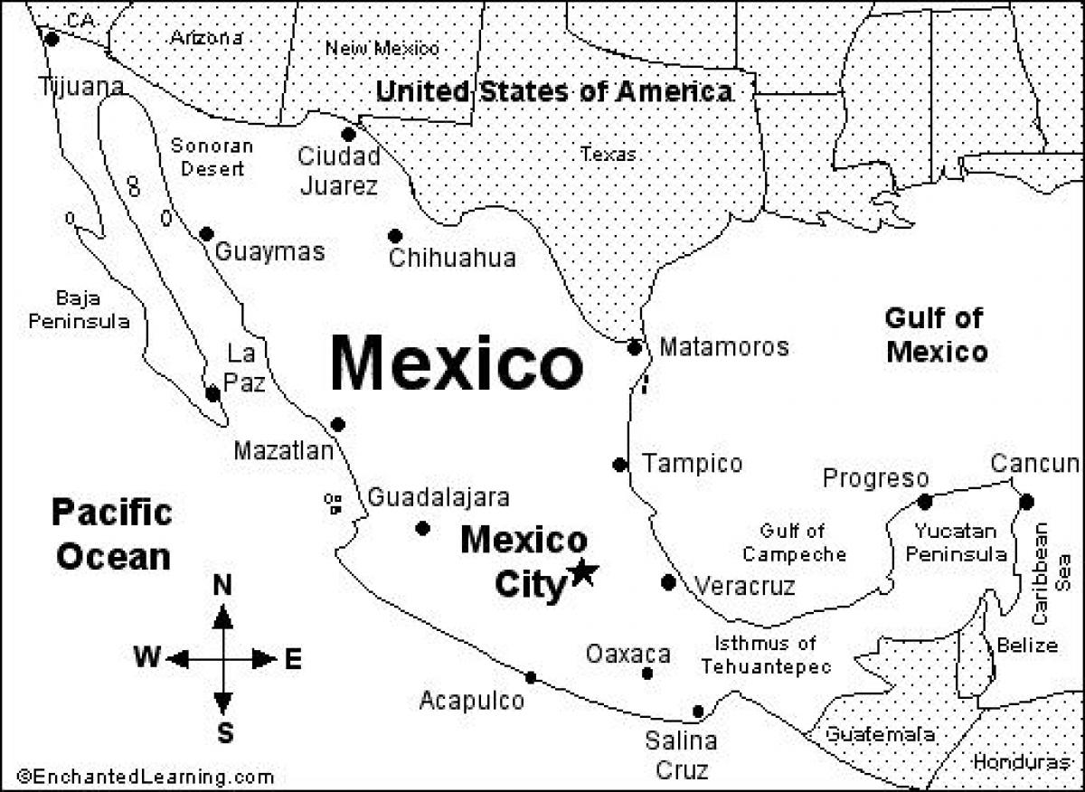 napi-print na mapa ng Mexico