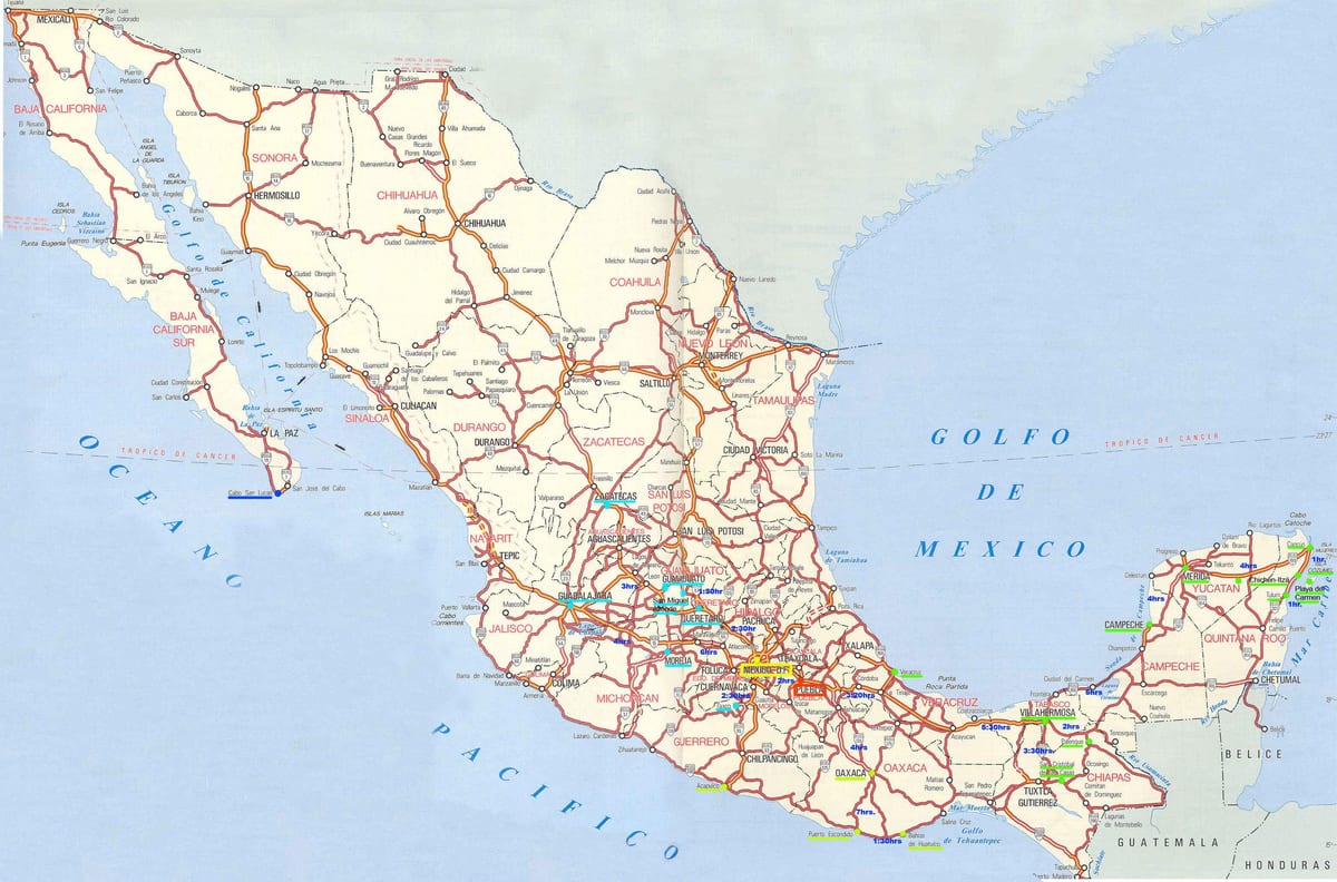 mapa ng Mexico sa pagmamaneho