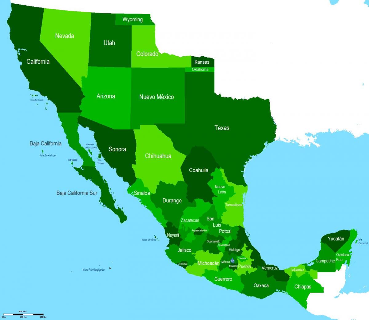 mapa ng timog-kanluran ng Mexico