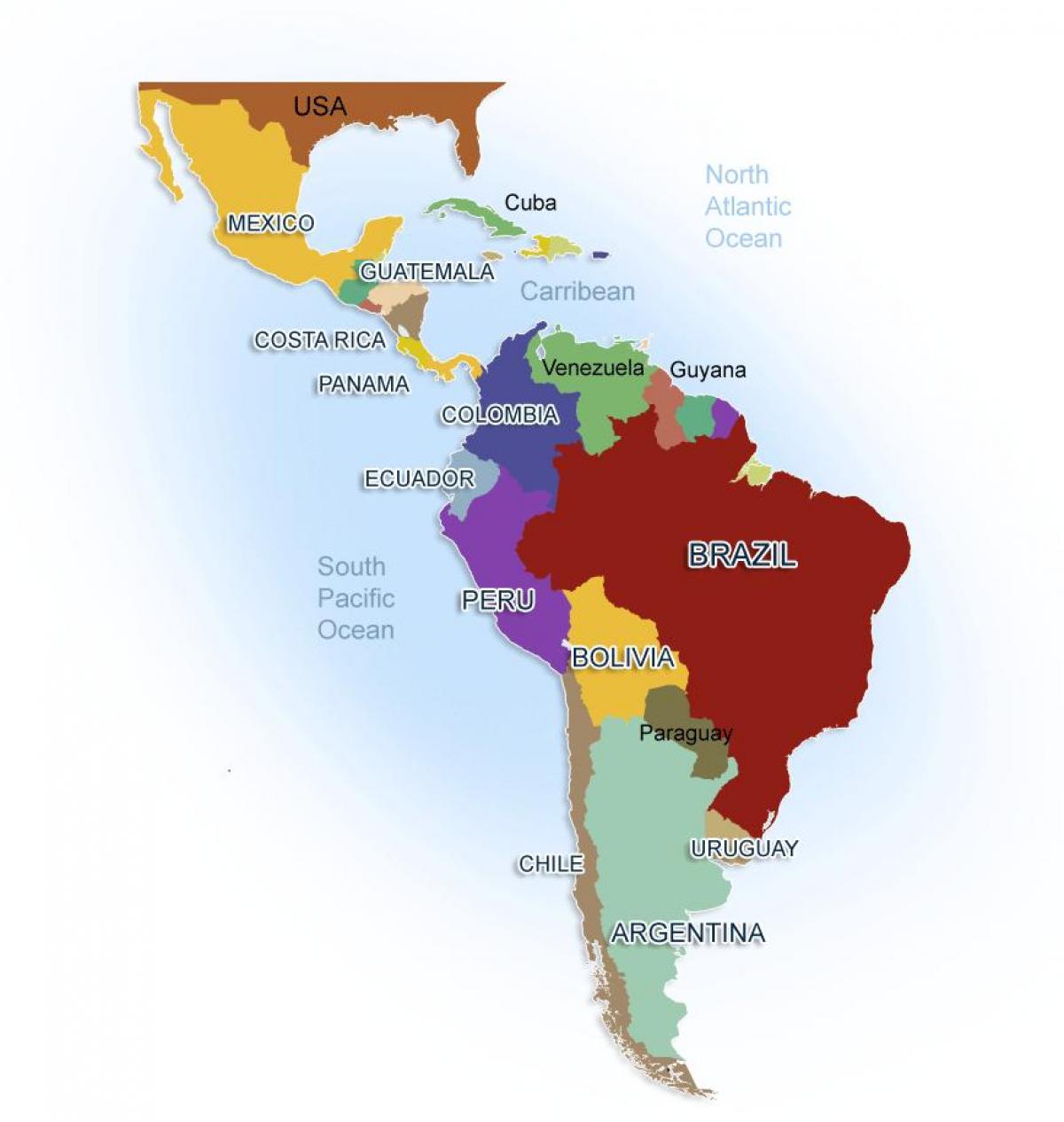 mapa ng Mexico at south america