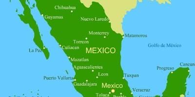 Mapa ng kanlurang baybayin ng Mexico