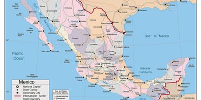 Mexico mapa na may mga pangunahing mga lungsod