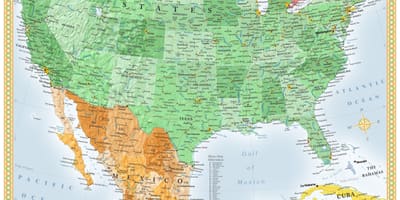 Us at Mexico map