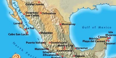 Mexico bakasyon destinasyon mapa