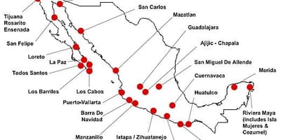 Mapa ng Mexico destinasyon