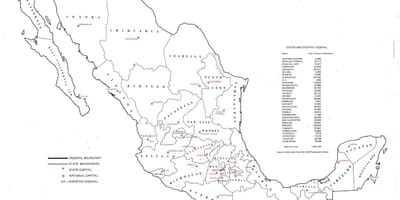 Na may label na mapa ng Mexico