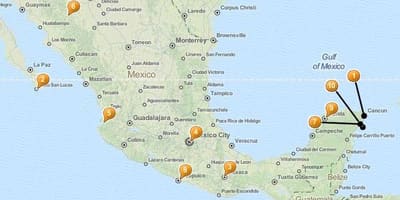 Mapa ng vacation spot sa Mexico