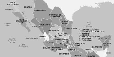 Mapa ng Mexico itim at puti