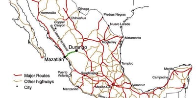 Mexican toll road map
