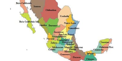 Mapa ng Mexico lalawigan
