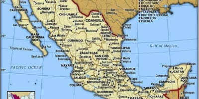Mapa ng silangang baybayin ng Mexico