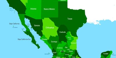 Mapa ng timog-kanluran ng Mexico